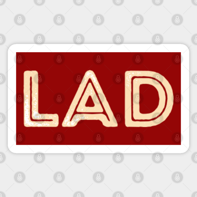 Rustic Capital Letters Word LAD in Cream. Letter Art Sticker